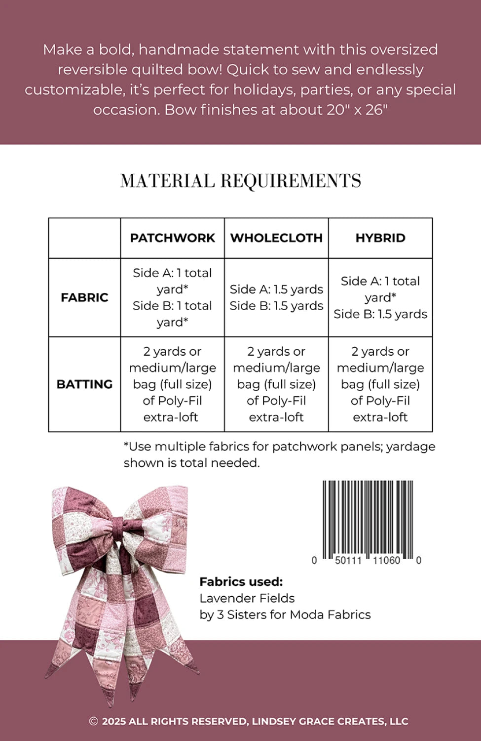 The Big Giant Quilted Bow Pattern - Lindsey Grace