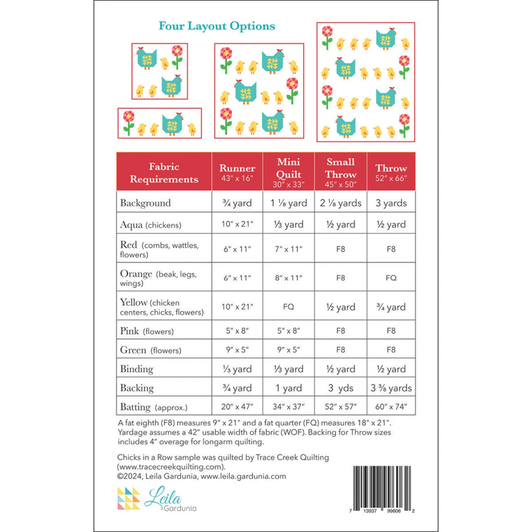 Chicks In A Row Pattern - Leila Gardunia Design