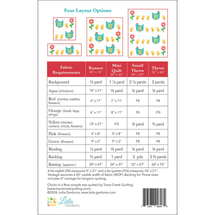 Chicks In A Row Pattern - Leila Gardunia Design