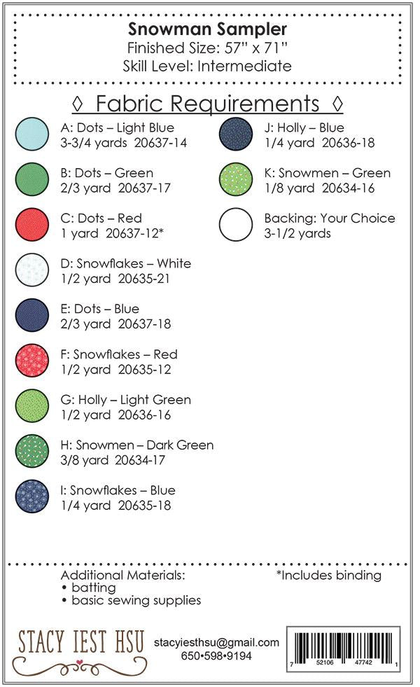 Snowman Sampler Quilt Pattern