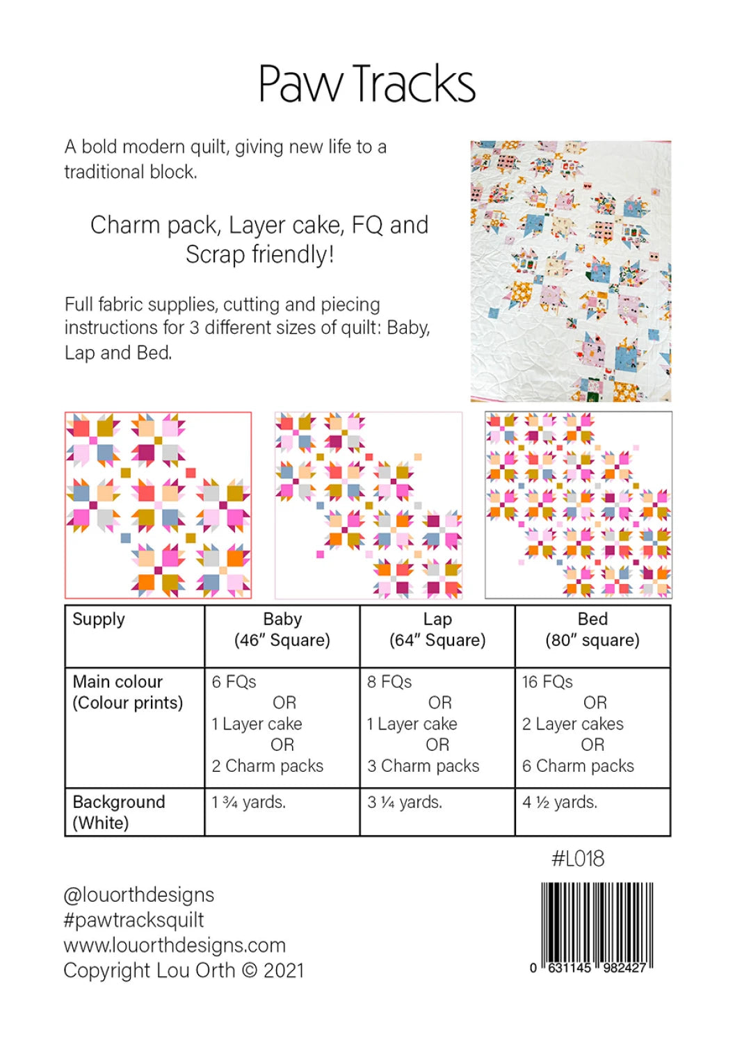 Paw Tracks Quilt Pattern - Lou Orth