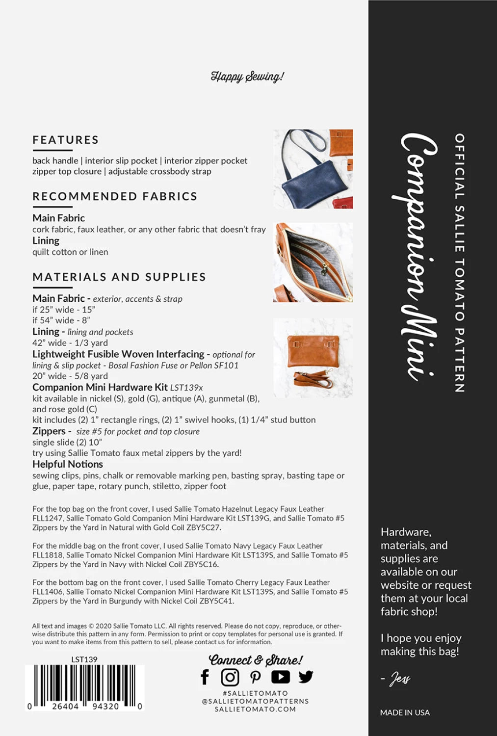 Companion Mini Pattern - Sallie Tomato