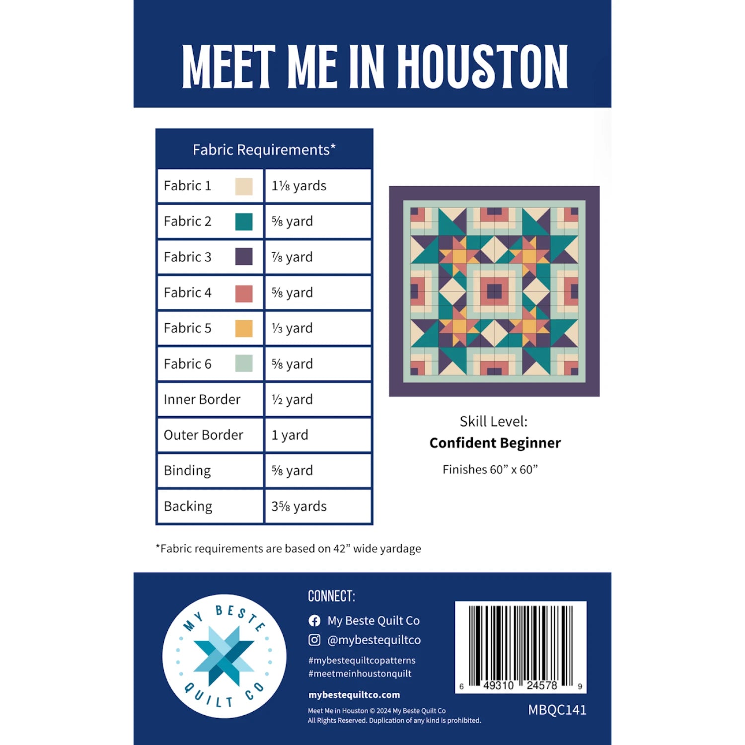 Meet Me In Houston Quilt Pattern - My Beste Quilt Co