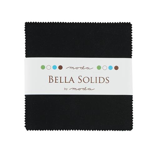 Bella Solids - Black - 5" Charm Pack
