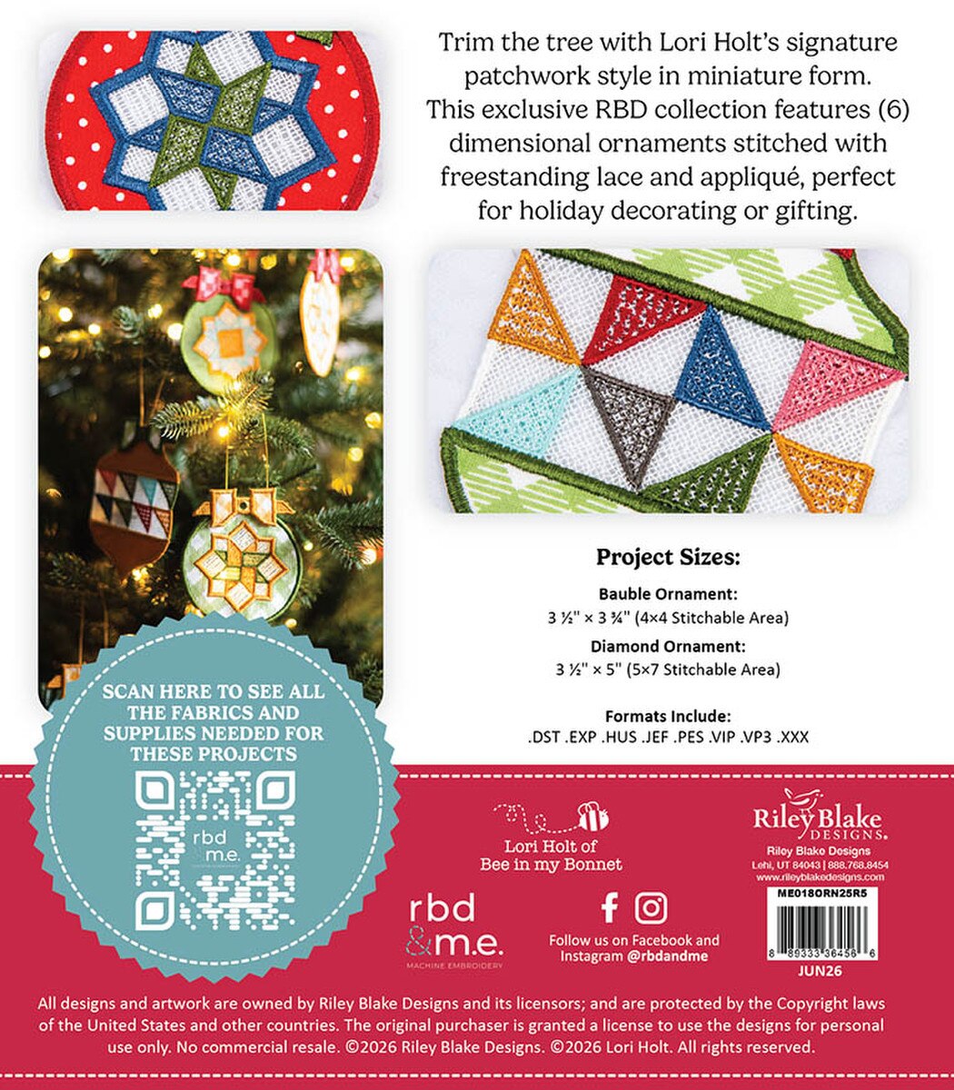 Hometown Holiday Patchwork Ornaments - Machine Embroidery