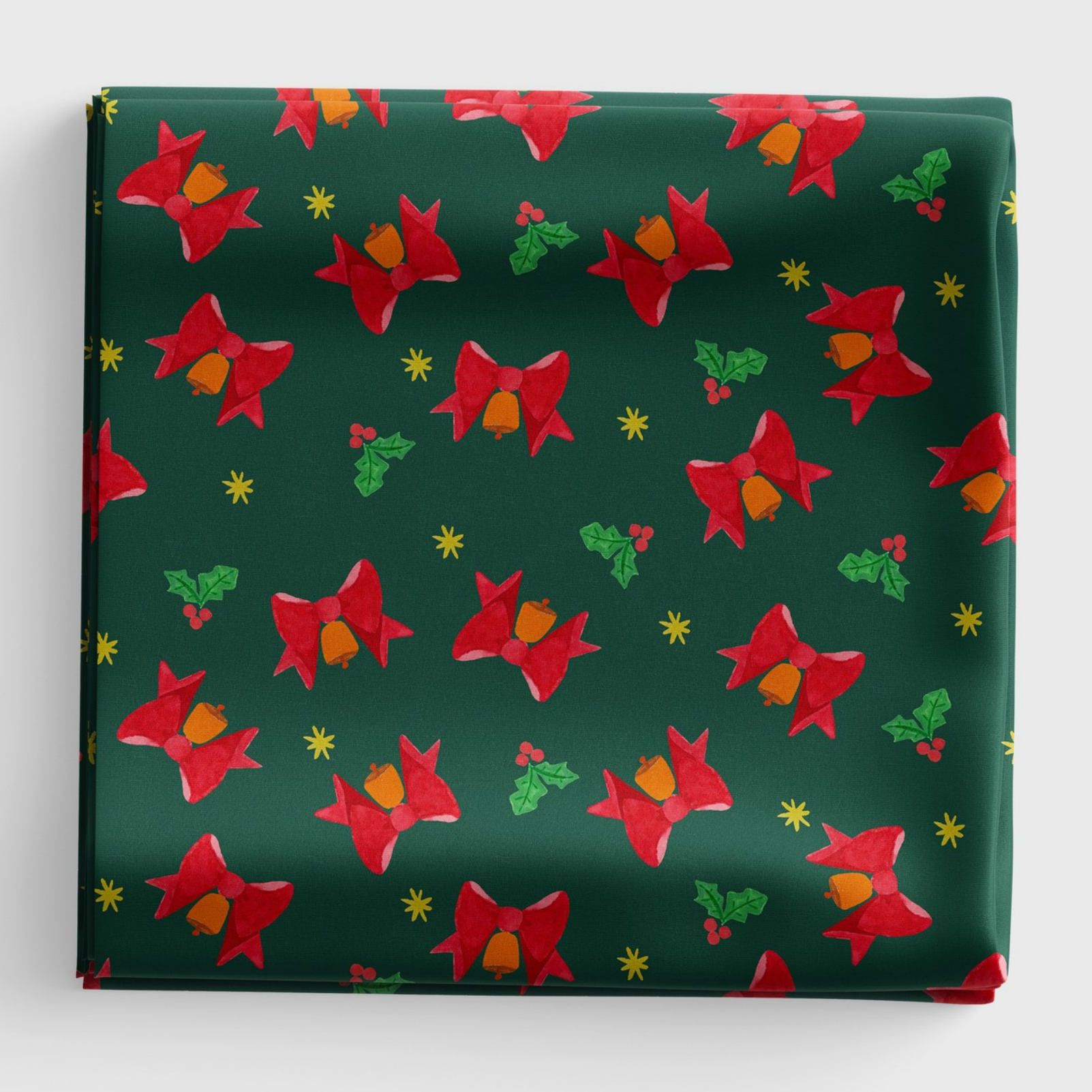Merry Happy Christmas - Bows & Bells - Festive Red - BG101
