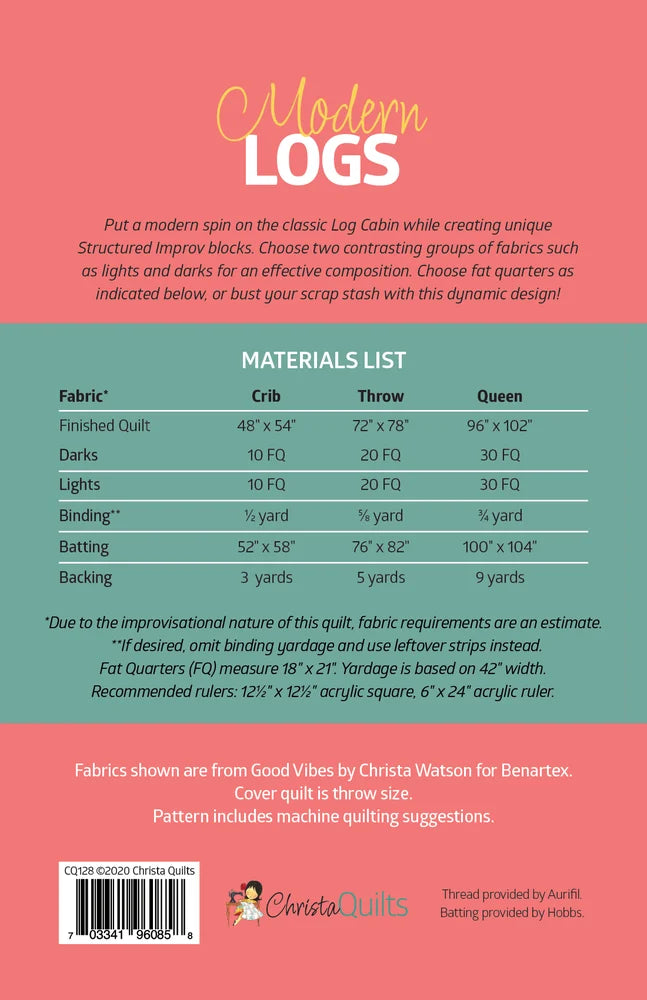 Modern Logs - Christa Quilts