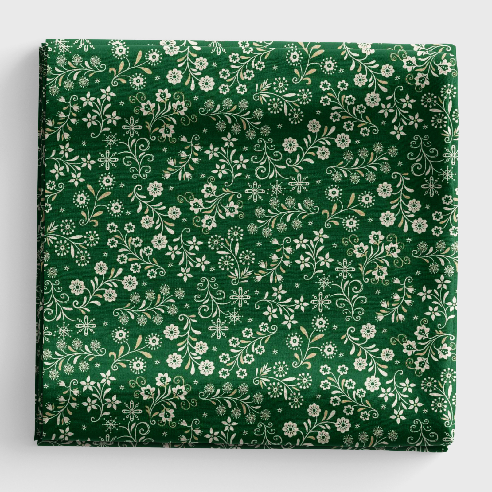 Nordic Holiday Village - Floral Vines - Green Cream - Q-3610-66