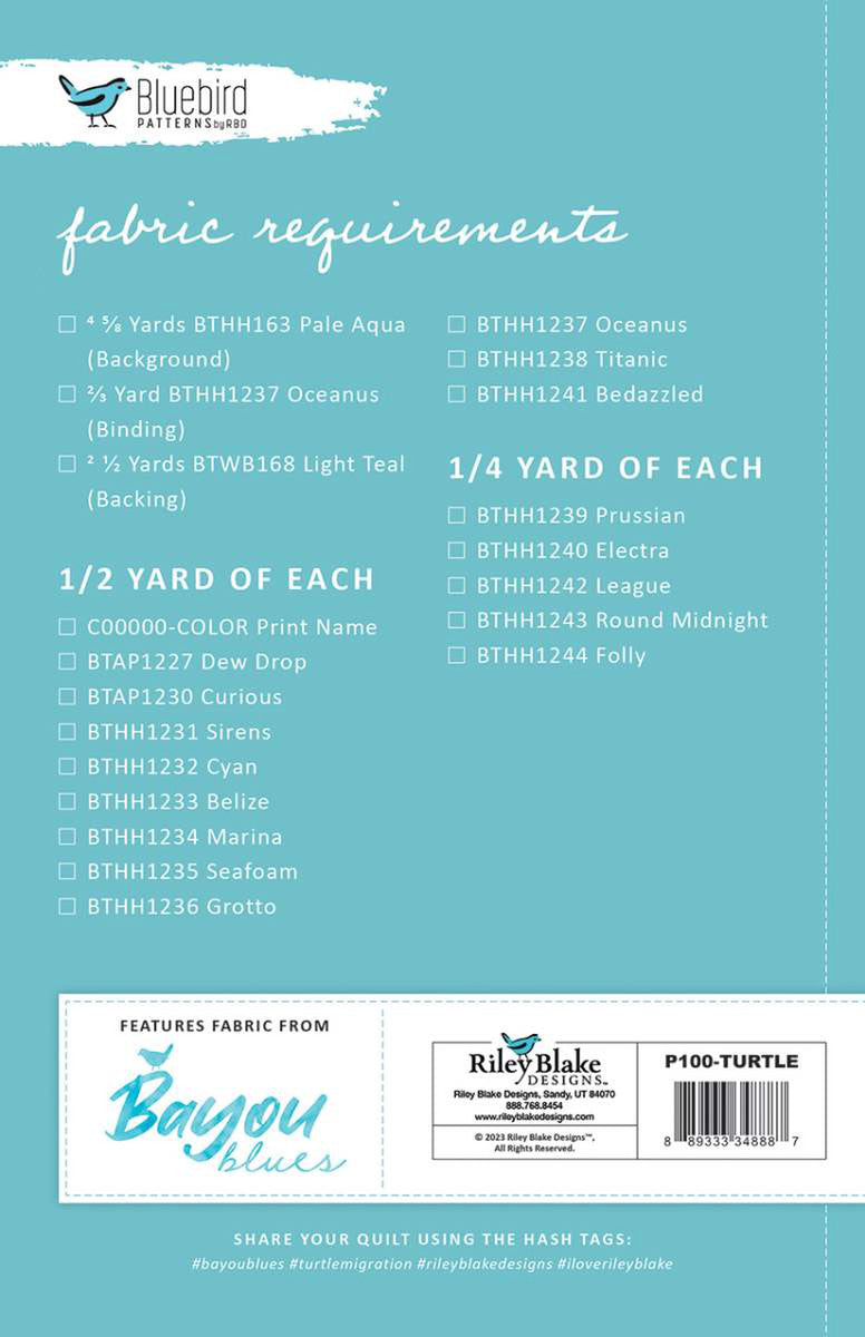 The Turtle Migration Quilt Pattern - Bluebird Patterns