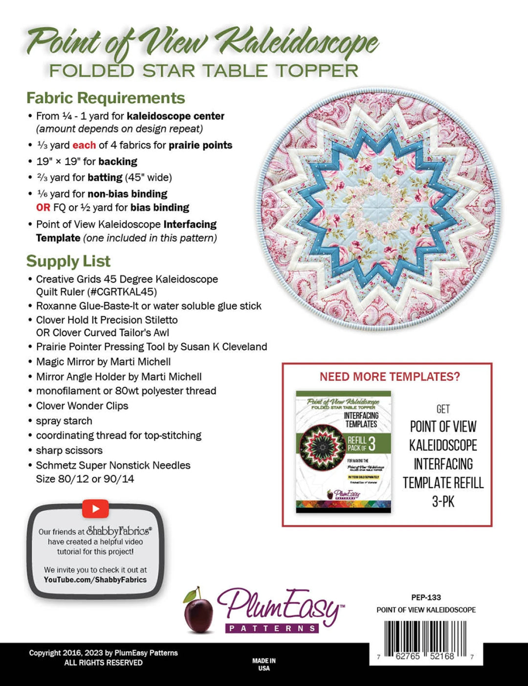 Point of View Kaleidoscope Folded Star Table Topper Pattern