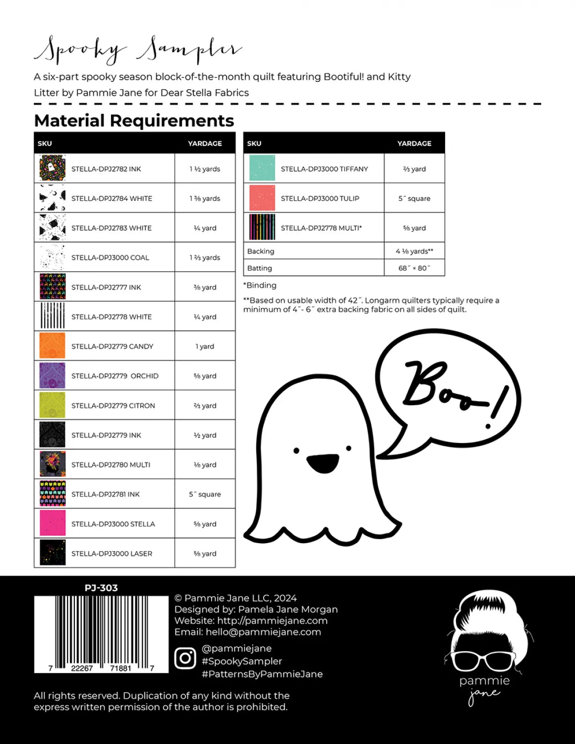 Spooky Sampler Pattern - Pammie Jane