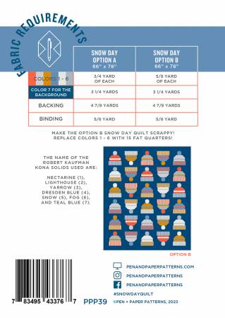 Snow Day Quilt Pattern - Pen + Paper Patterns