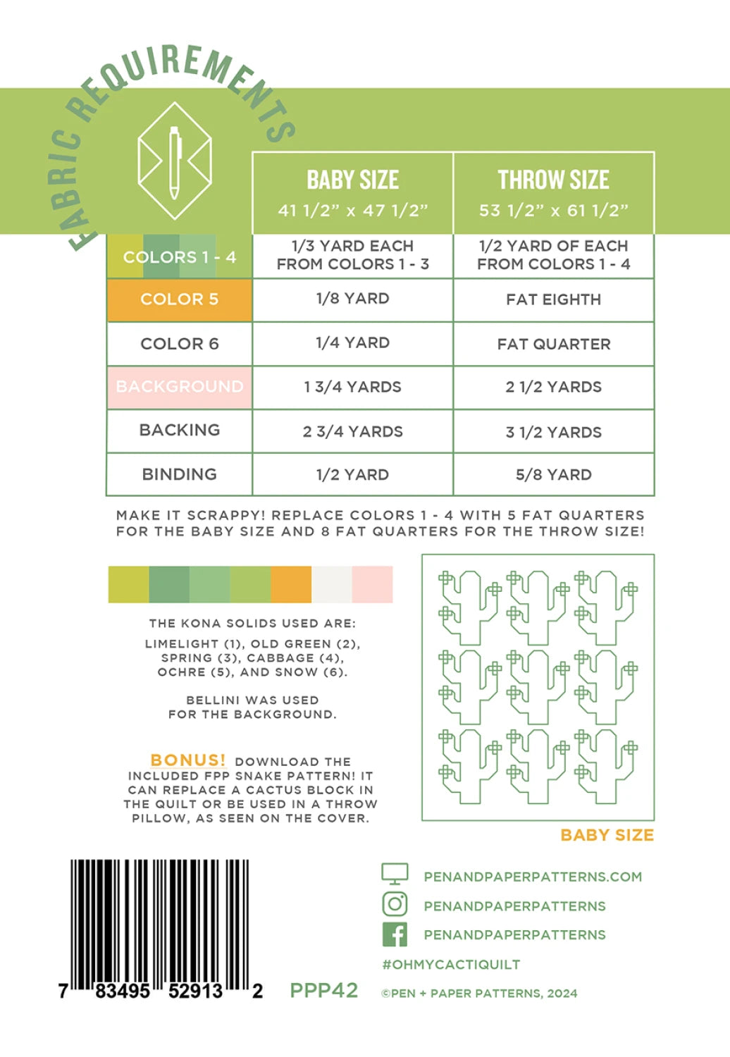 Oh My Cacti Quilt Pattern - Pen & Paper Patterns