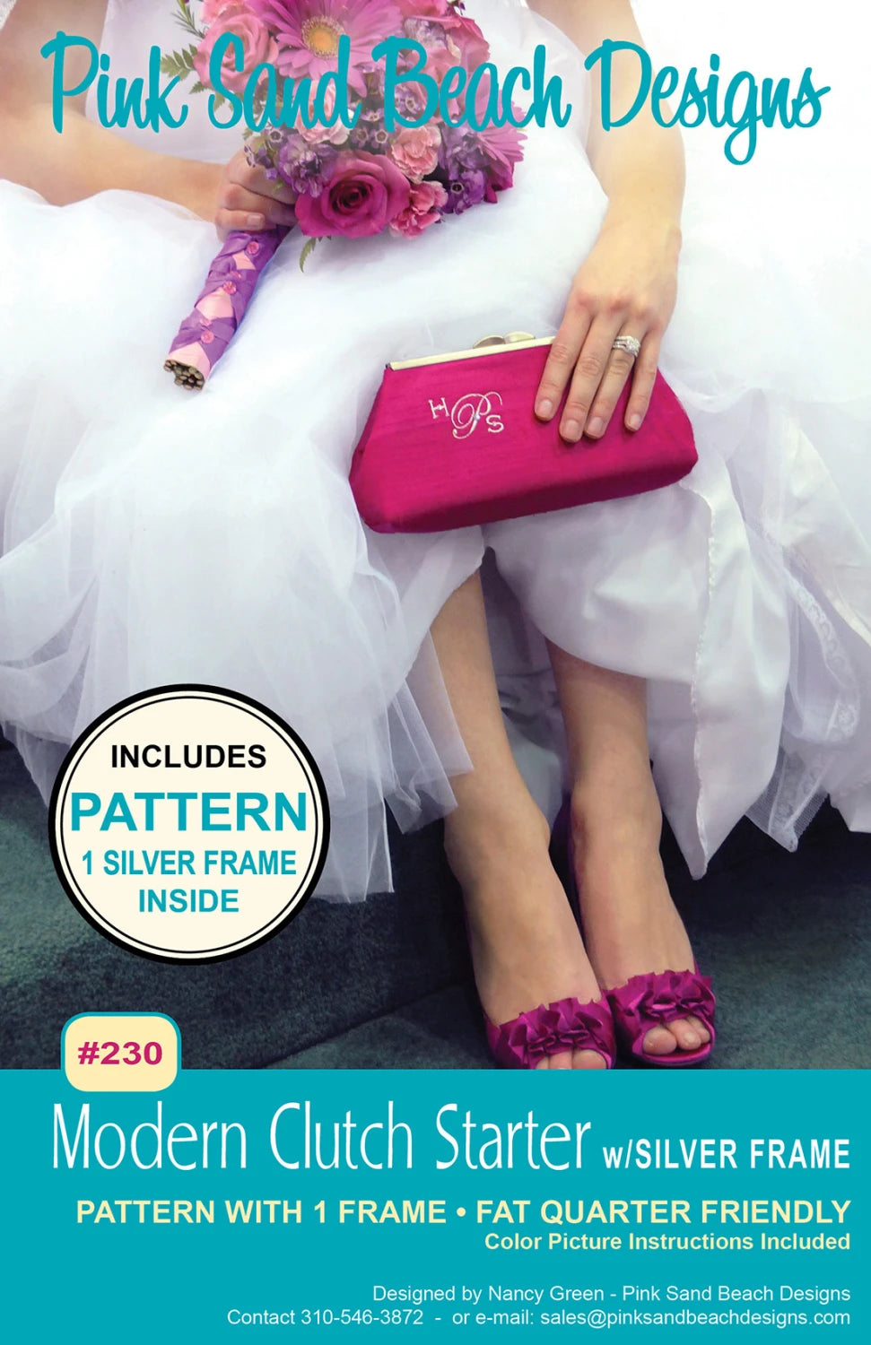 Modern Clutch Starter - with Silver Frame - Pink Sand Beach Designs