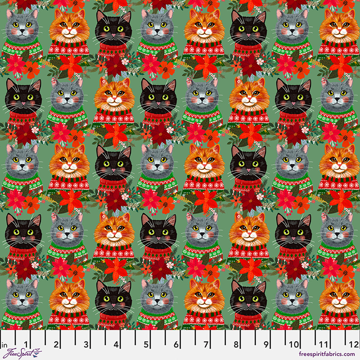 Christmas Pets - Christmas Cats - Sage - PWMC109.XSAGE