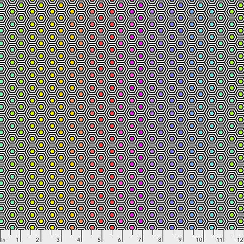 True Colors - Tula Pink - Hexy Rainbow - Ink