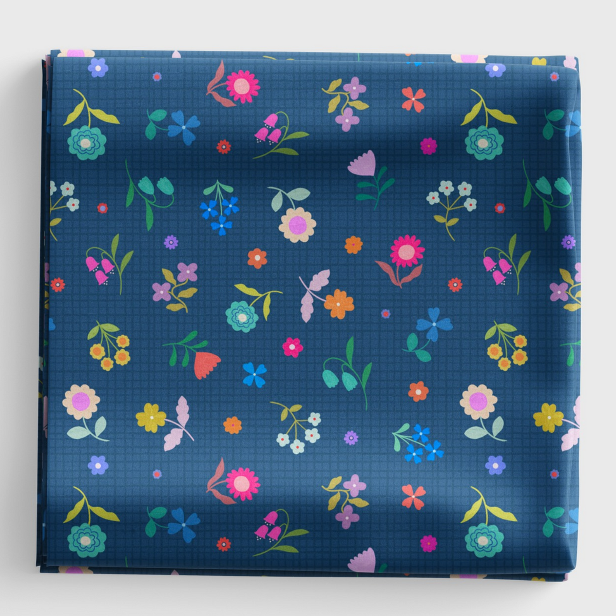 Patchwork Joy - Blue flower grid - L39C