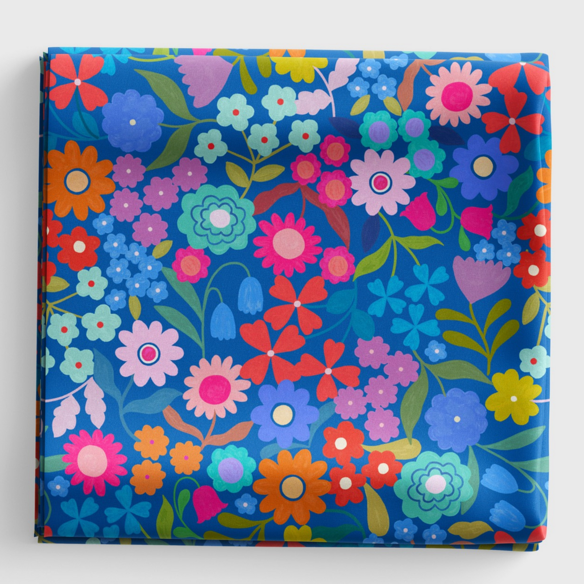 Patchwork Joy - Joyful flowers on blue - L34C