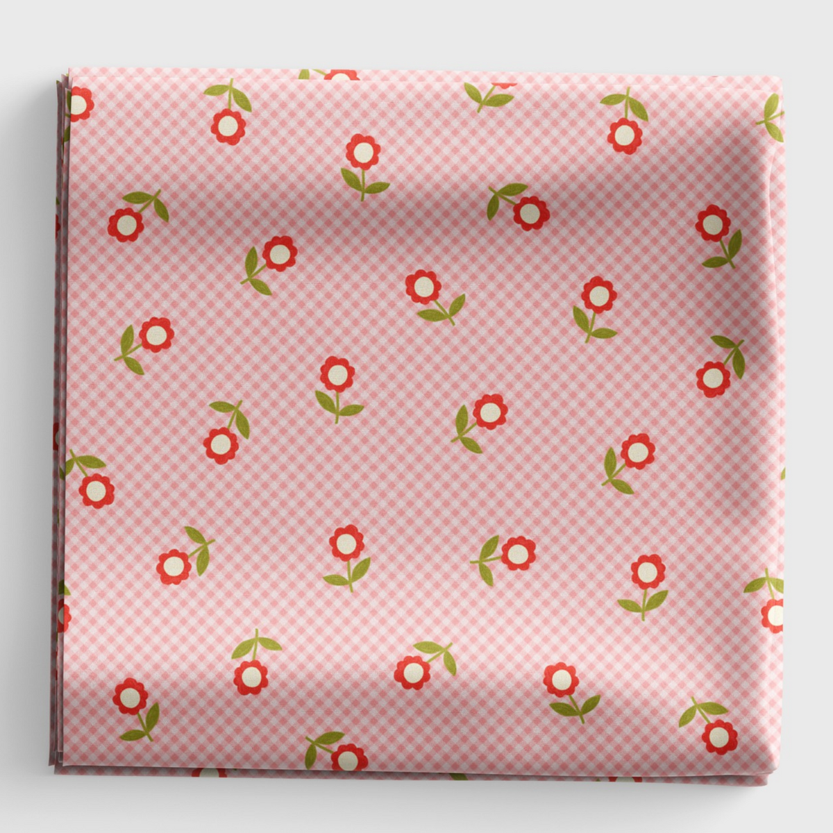 Patchwork Joy - Pink micro gingham flowers - L36B