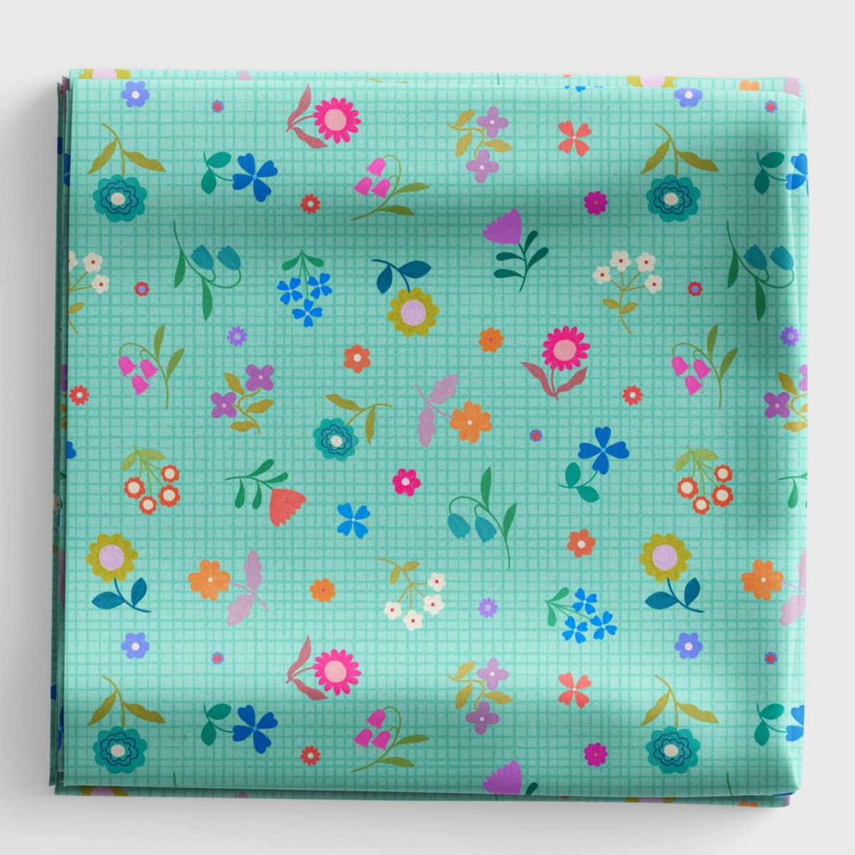 Patchwork Joy - Turquoise flower grid - L39B