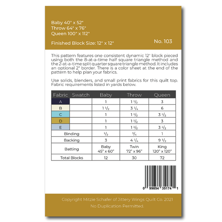 Revolve Quilt Pattern - Jittery Wings