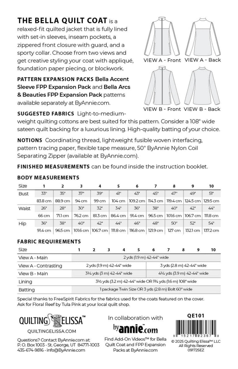 Bella Quilt Coat Pattern - Quilting Elissa