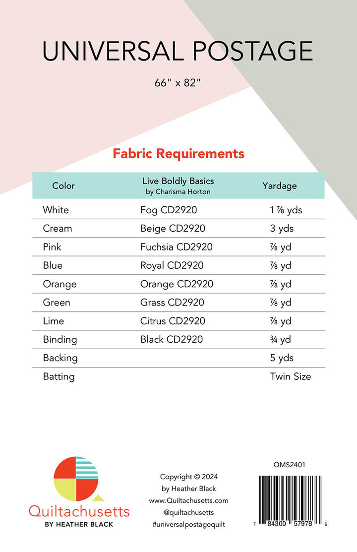 Universal Postage Quilt Pattern