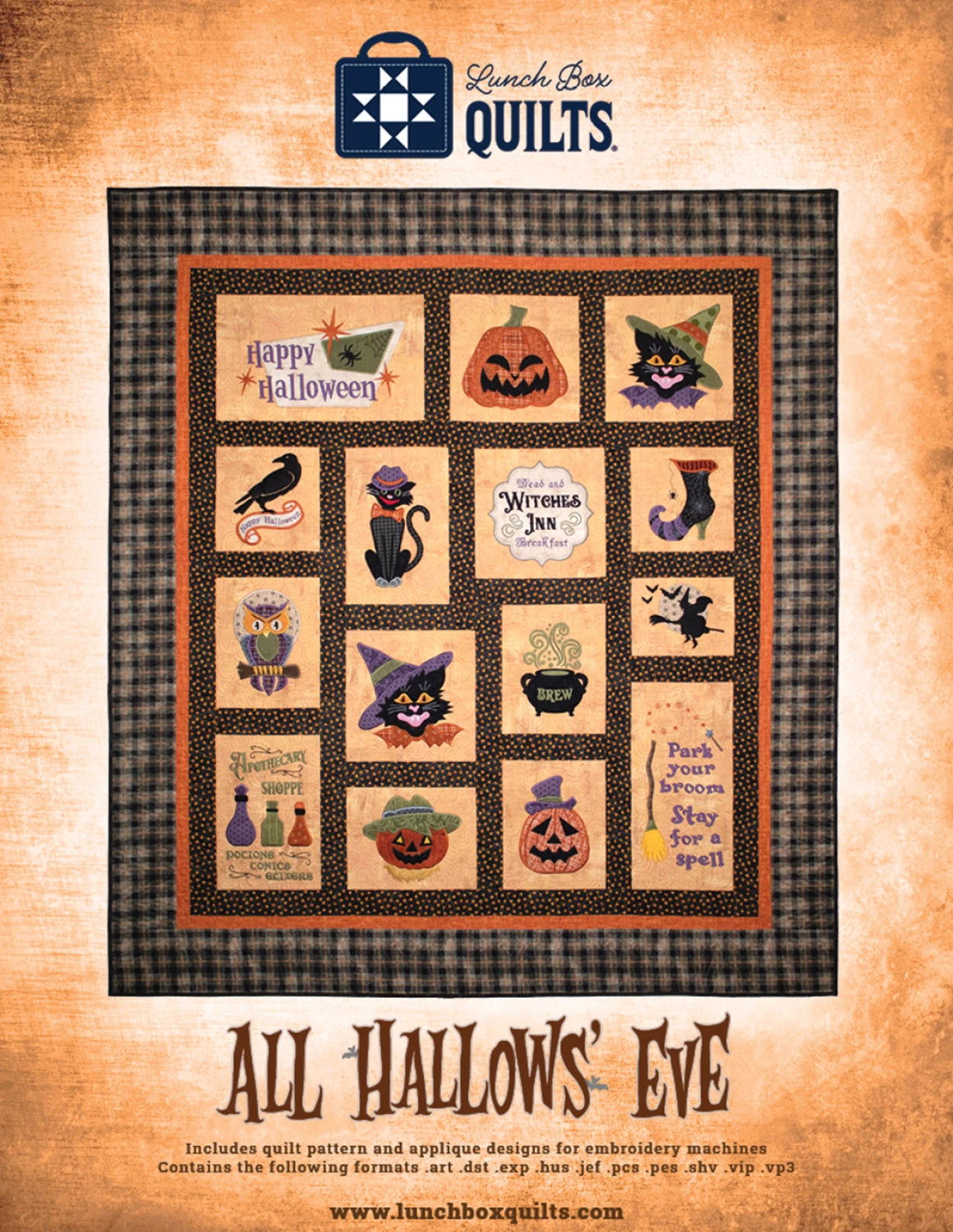 All Hallow's Eve Applique Machine Embroidery - Lunch Box Quilts