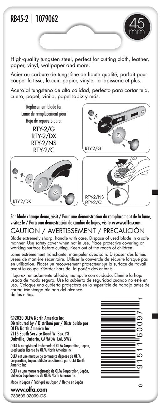 Olfa Rotary Replacement Blade - 45mm - 2 pack