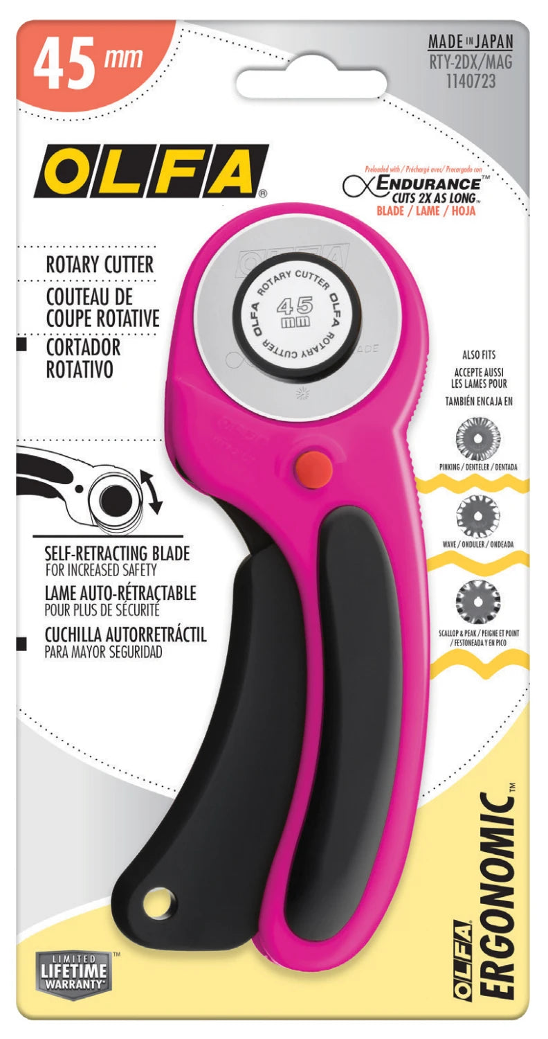 Olfa Ergonomic Rotary Cutter 45mm - Magenta
