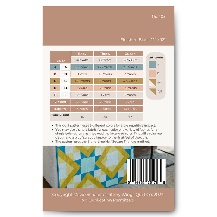 Relentless Quilt Pattern - Jittery Wings