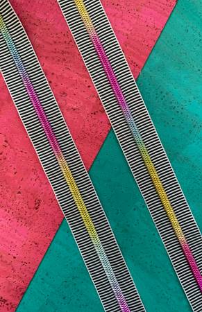 Black Stripe Zipper Tape with Rainbow Teeth - Sassafras Lane Designs