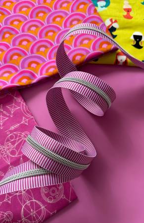 Purple Stripe Zipper Tape with Nickel Teeth - Sassafras Lane Designs