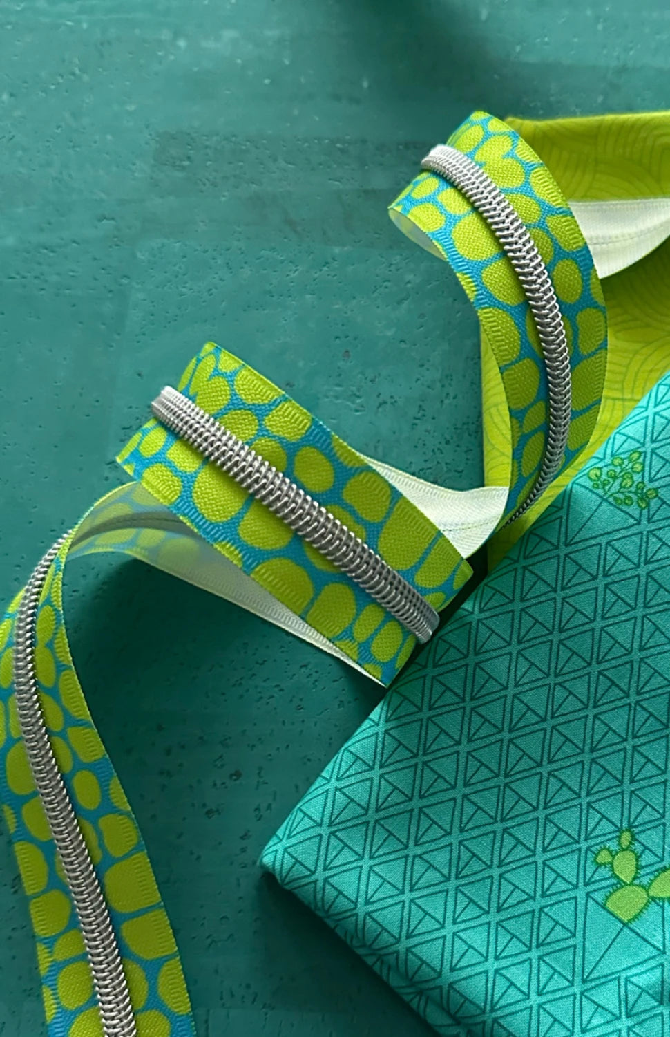 Lime Pebble Zipper Tape With Nickel Teeth - Sassafras Lane Designs