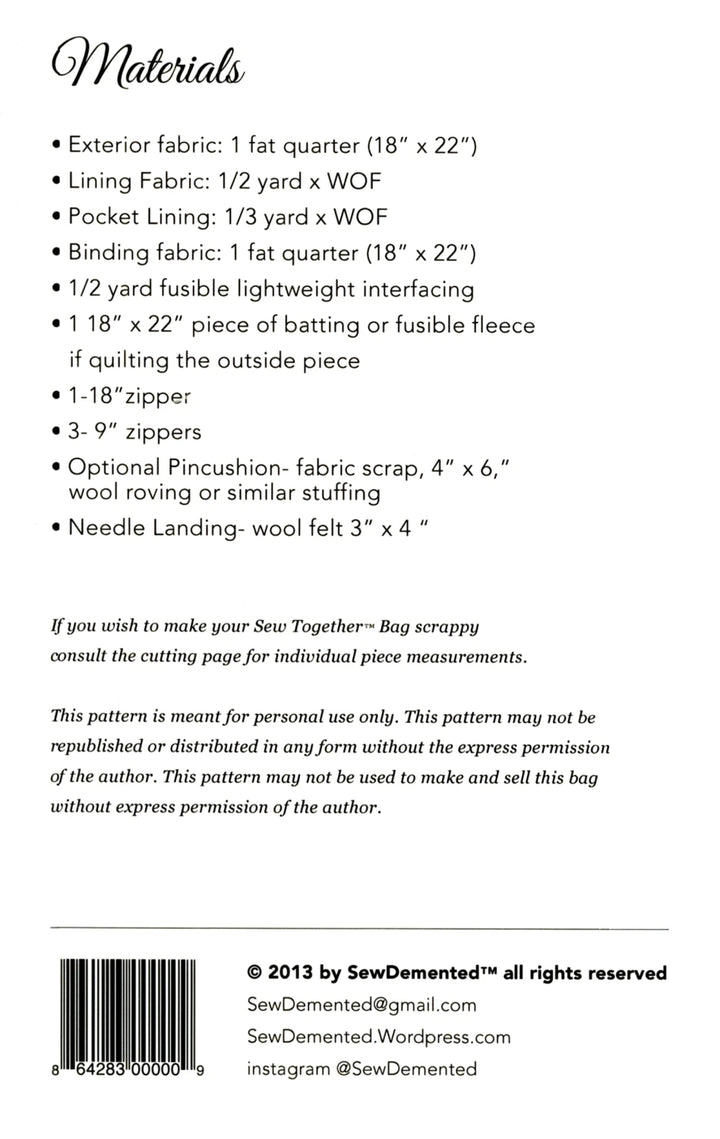 Sew Together Bag - Sew Demented