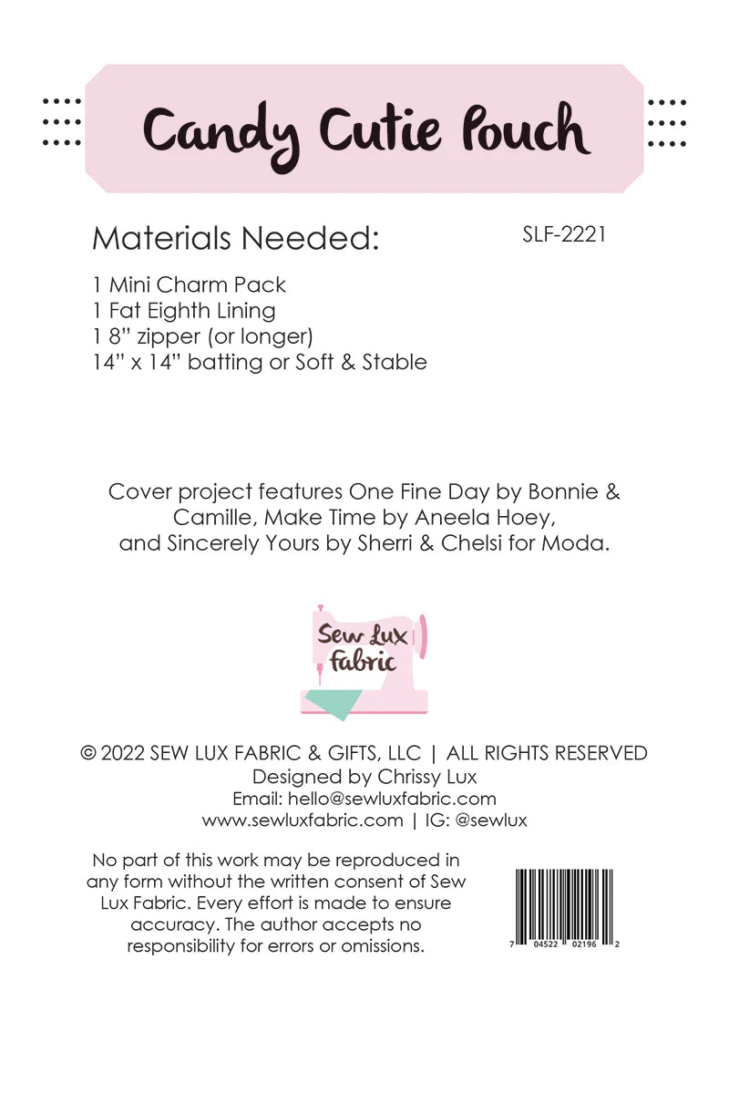Candy Cutie Pouch Pattern - Sew Lux Fabric