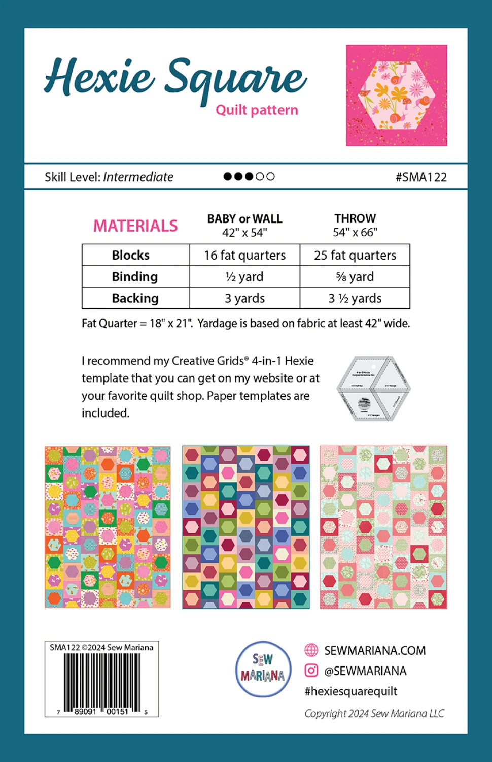 Hexie Square Quilt Pattern - Sew Mariana