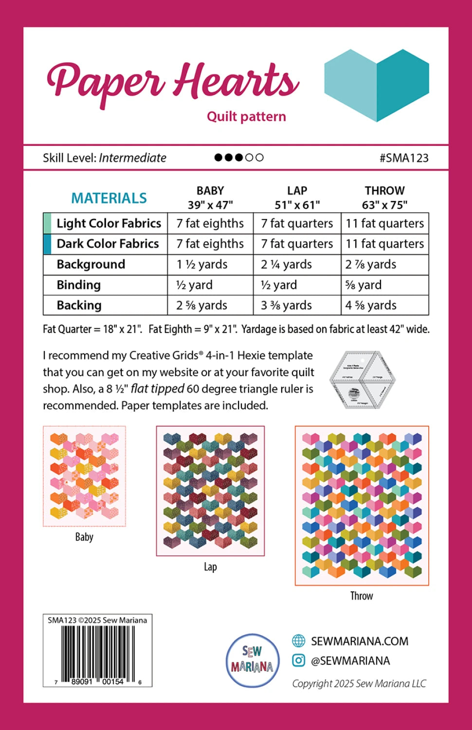 Paper Hearts Quilt Pattern - Sew Mariana