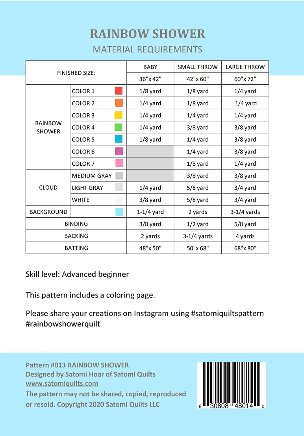 Rainbow Shower Quilt Pattern - Satomi Quilts