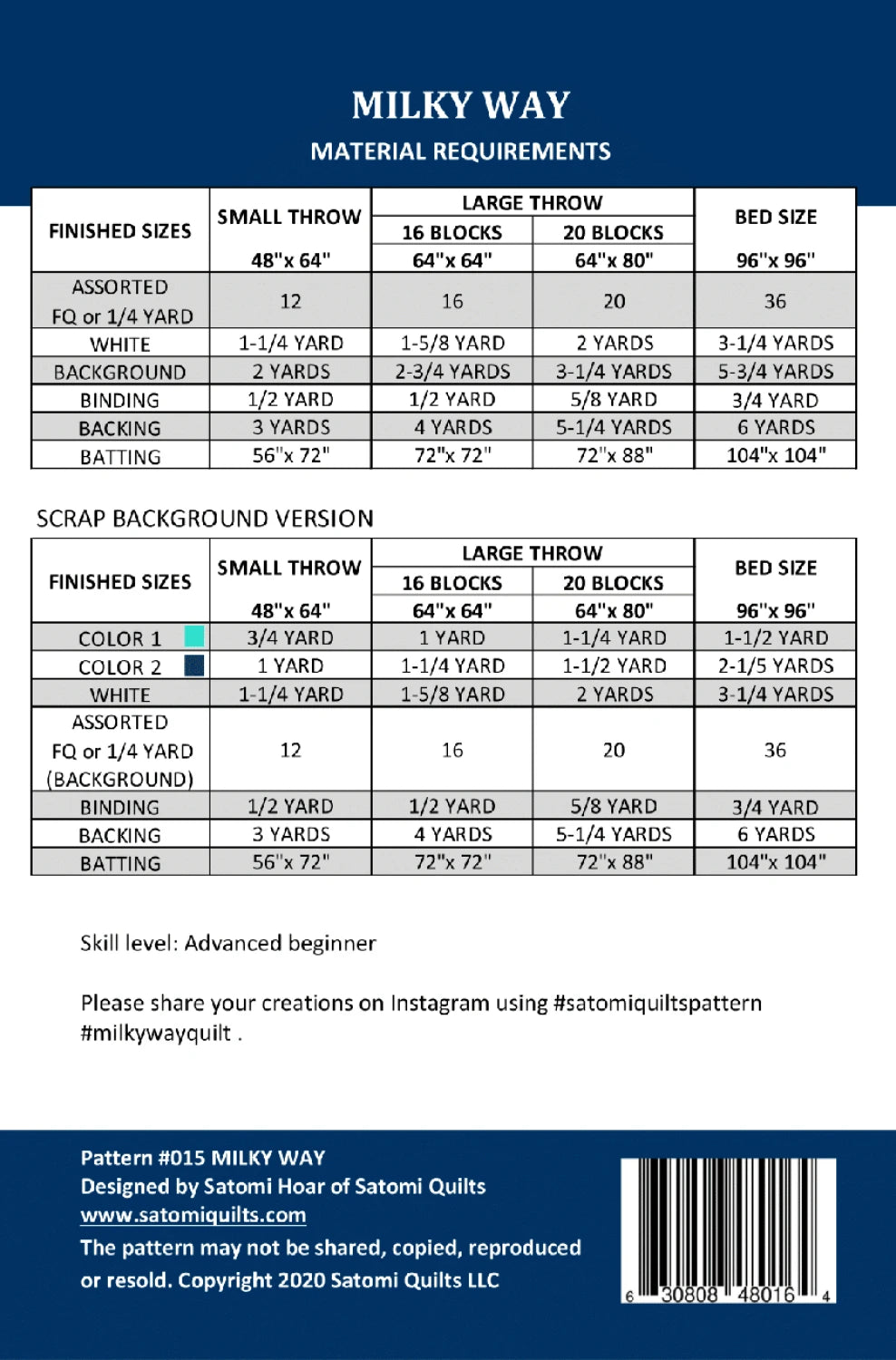 Milky Way Quilt Pattern - Satomi Quilts
