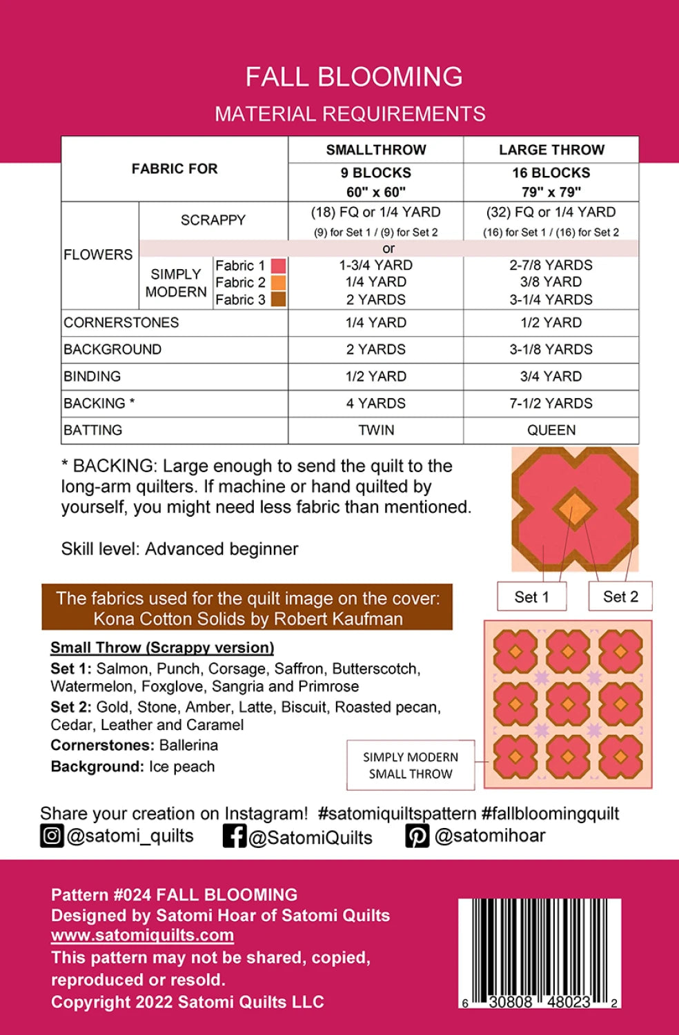 Fall Blooming Quilt Pattern - Satomi Quilts