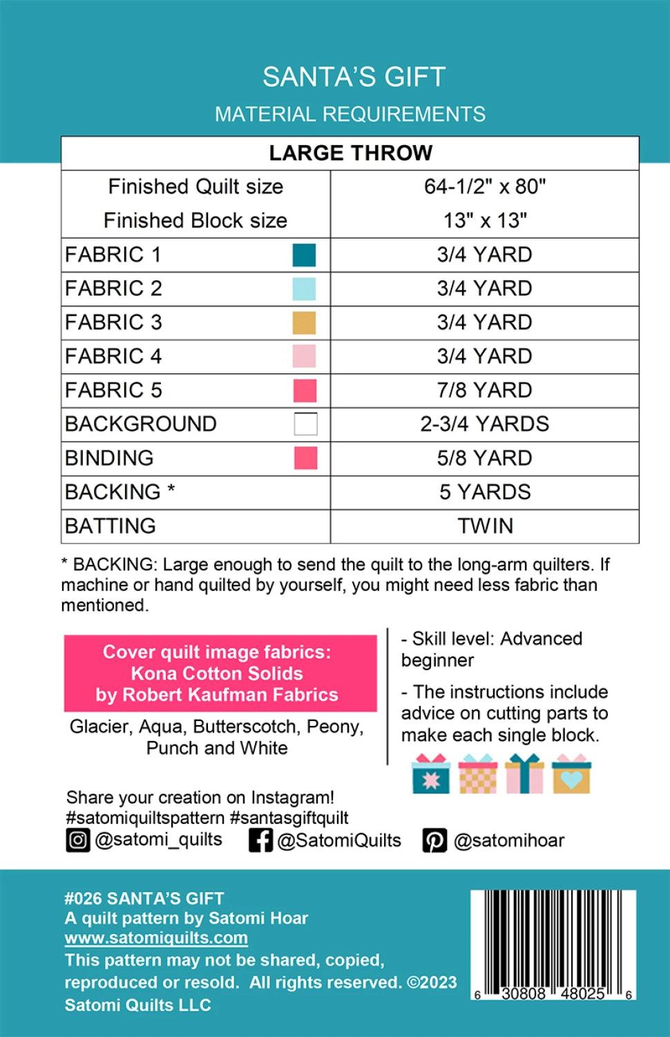 Santa's Gift Quilt Pattern - Satomi Quilts