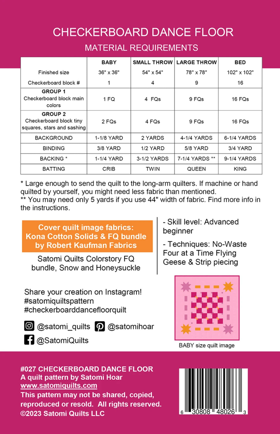 Checkboard Dance Floor Quilt Pattern - Satomi Quilts