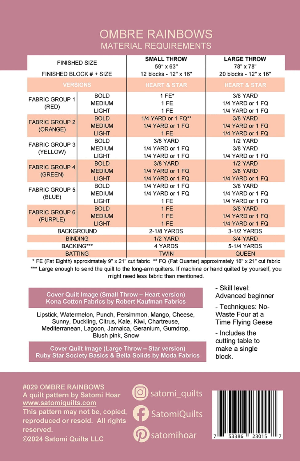 Ombre Rainbows Quilt Pattern - Satomi Quilts