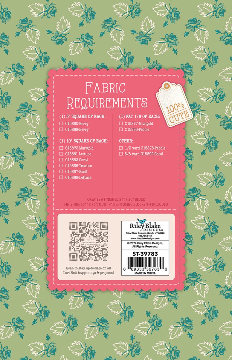 Piece and Plenty Quilt Seeds - Flower Basket No 4 Quilt Pattern