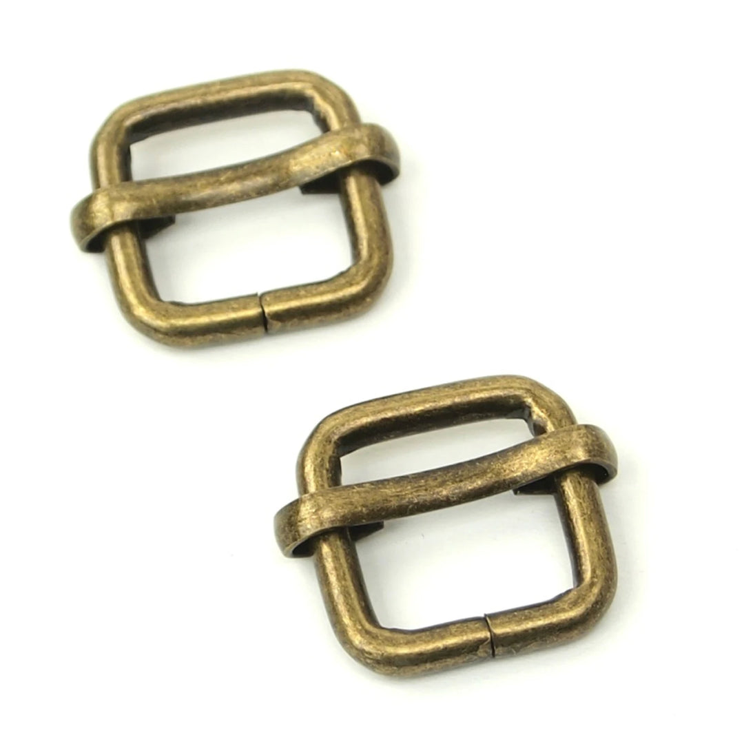 Two Slider Buckles 1/2" Antique