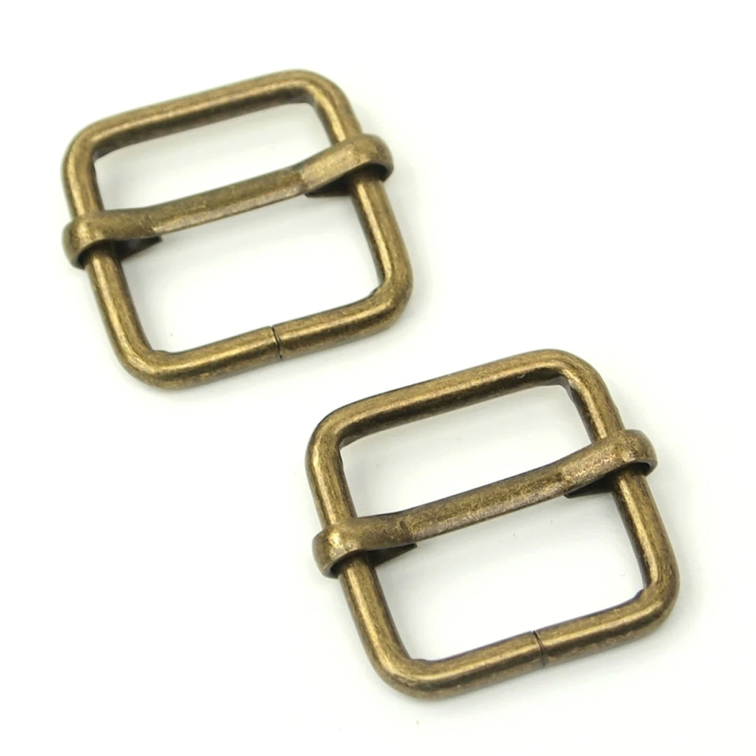 Two Slider Buckles 3/4" Antique