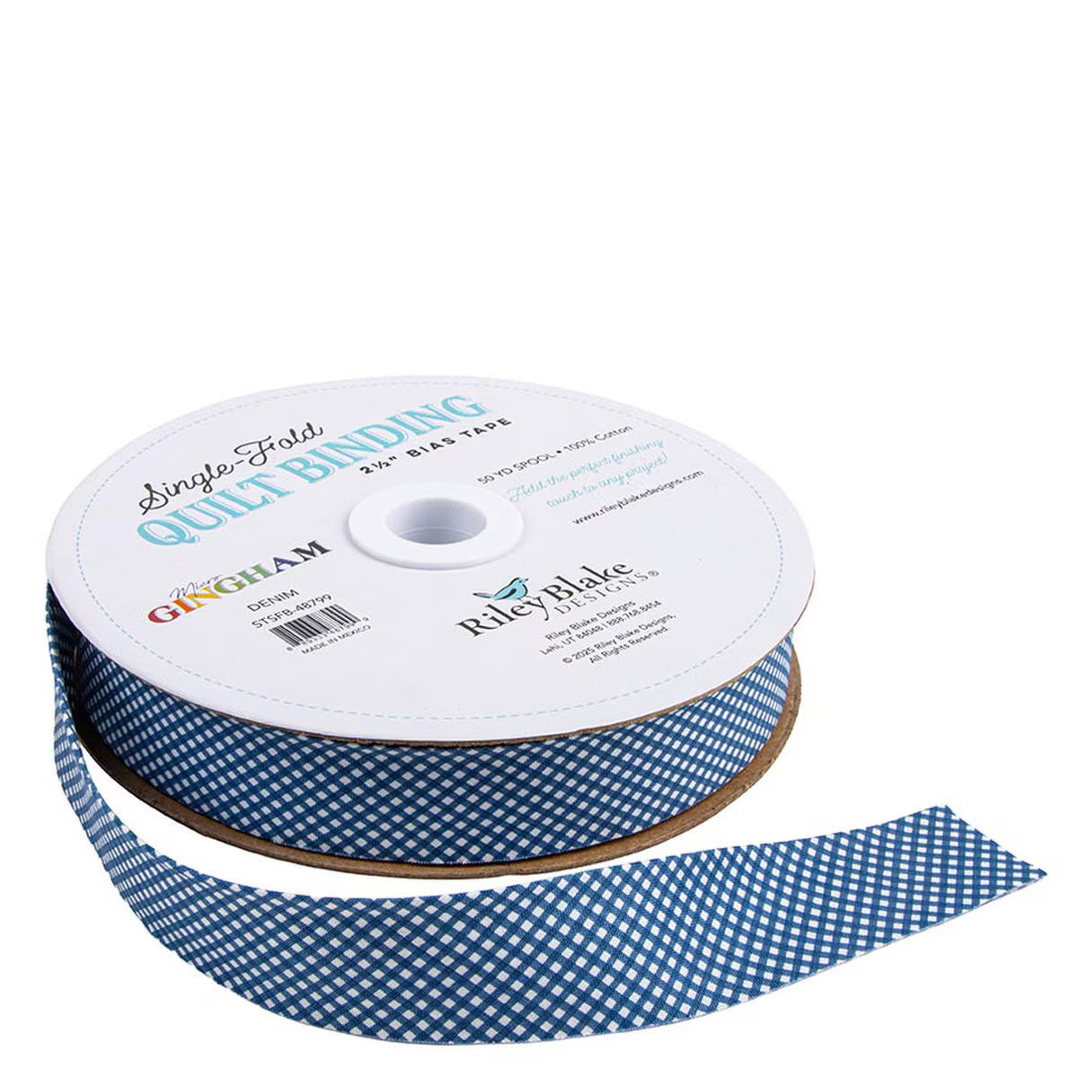 Single-Fold Quilt Binding - Micro Gingham Denim