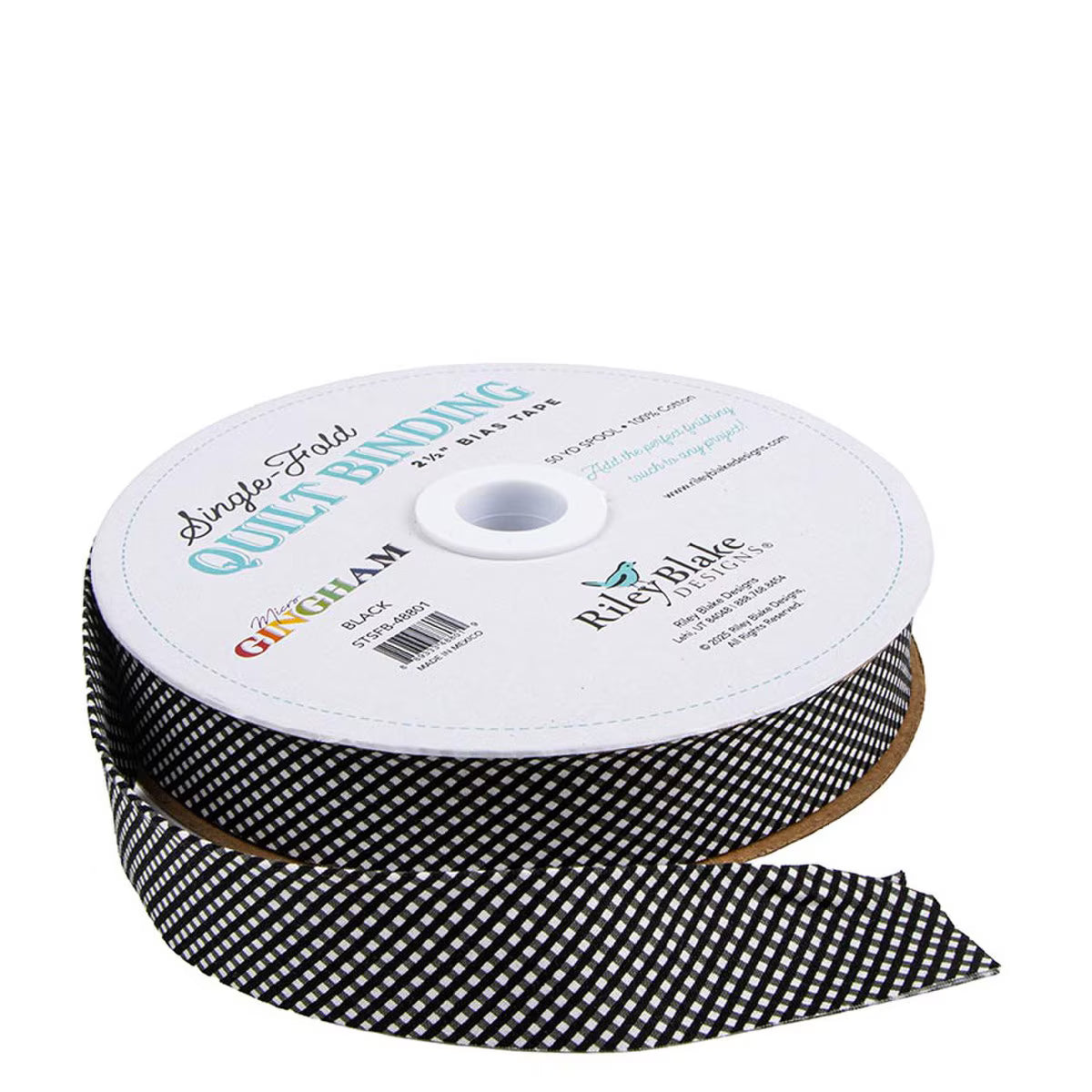Single-Fold Quilt Binding - Micro Gingham Black