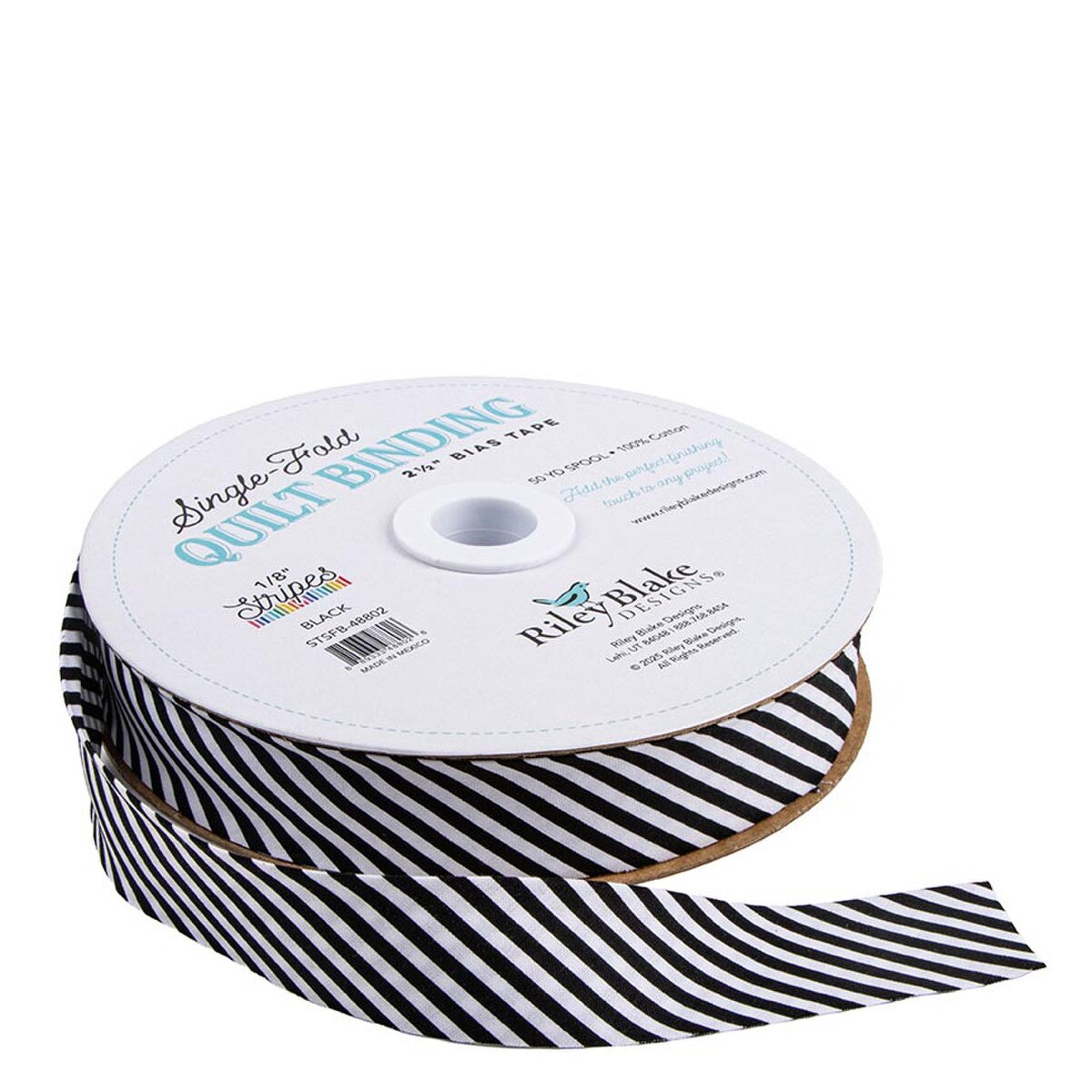 Single-Fold Quilt Binding - 1/8" Stripe - Black